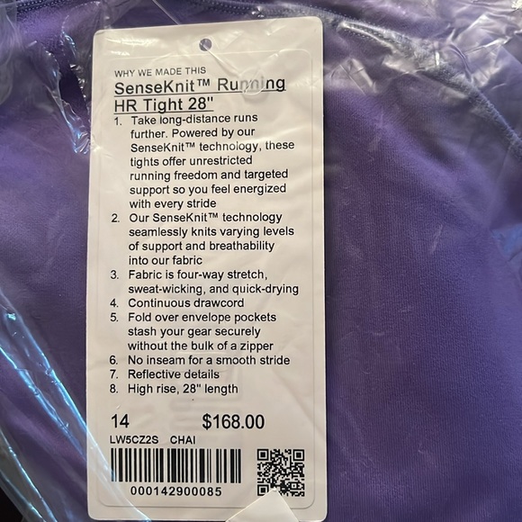 NWT lululemon SenseKnit HR Running Tight28" Charged Inidgo MSRP$168 Size 14 - Picture 9 of 9